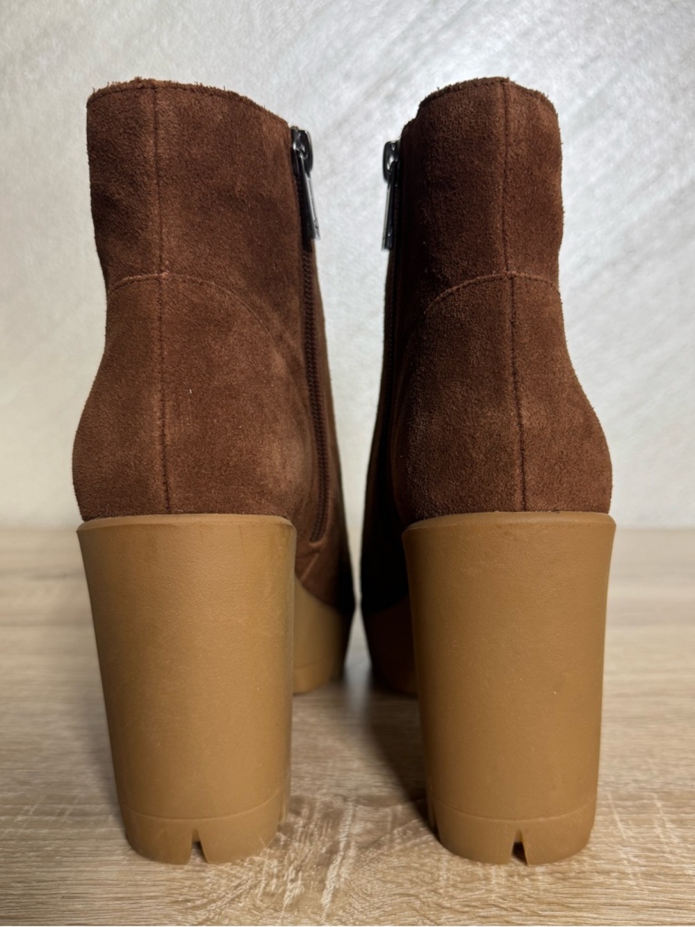 Jessica Simpson Mistah 8.5M Nut Brown Suede Heeled Chunky Platform Combat Boots - Picture 4 of 14